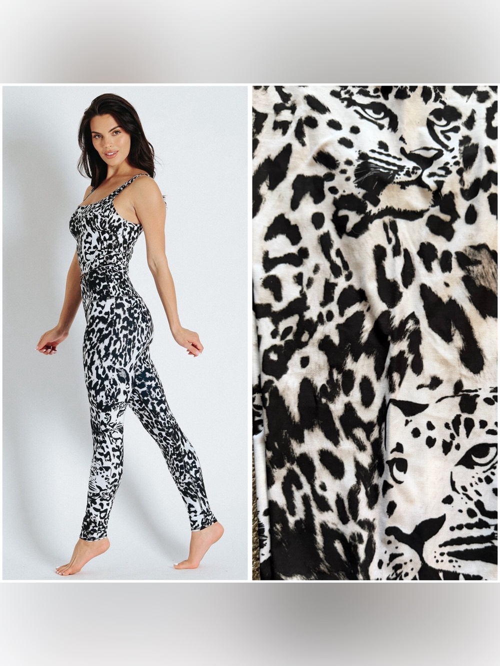 YOGA DEMOCRACY GHOST LEOPARD RECYCLED LEGGINGS & OM TANK NWOT